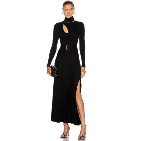 Nicholas Cutout Wool & Cotton Turtleneck Maxi Sweater Dress in Black Medium $475 - Picture 1 of 6